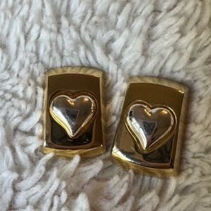 Vintage LCI Gold and Silver Tone Heart ❤️ Clip on Earrings